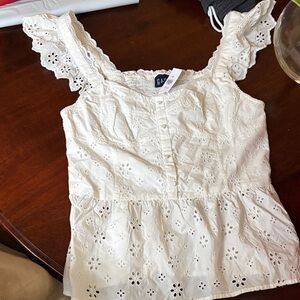 GAP Women's Cream Eyelet Blouse
